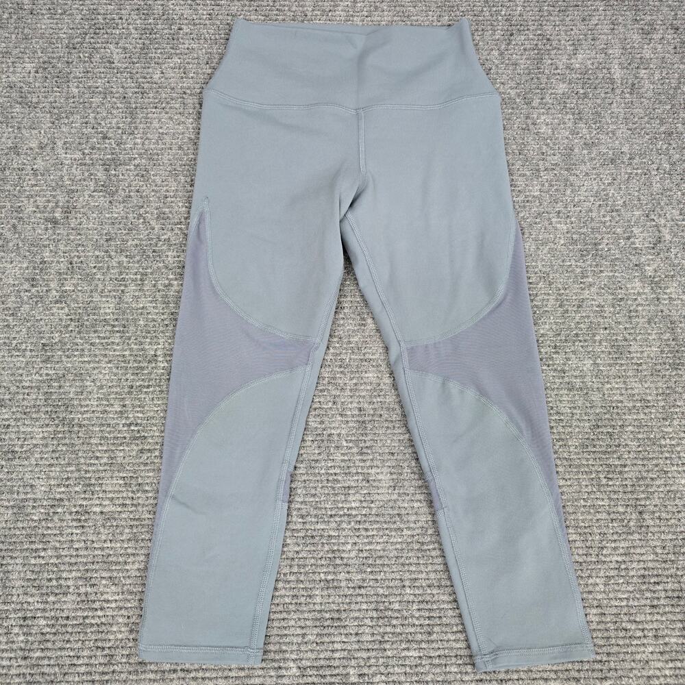 Alo Yoga High Waist Coast Capri Leggings Small Blue Haze Mesh Panel Cropped